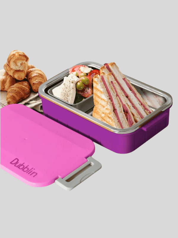 Dubblin Lunch Box Steel Feast 750 Ml Pink For Girls.