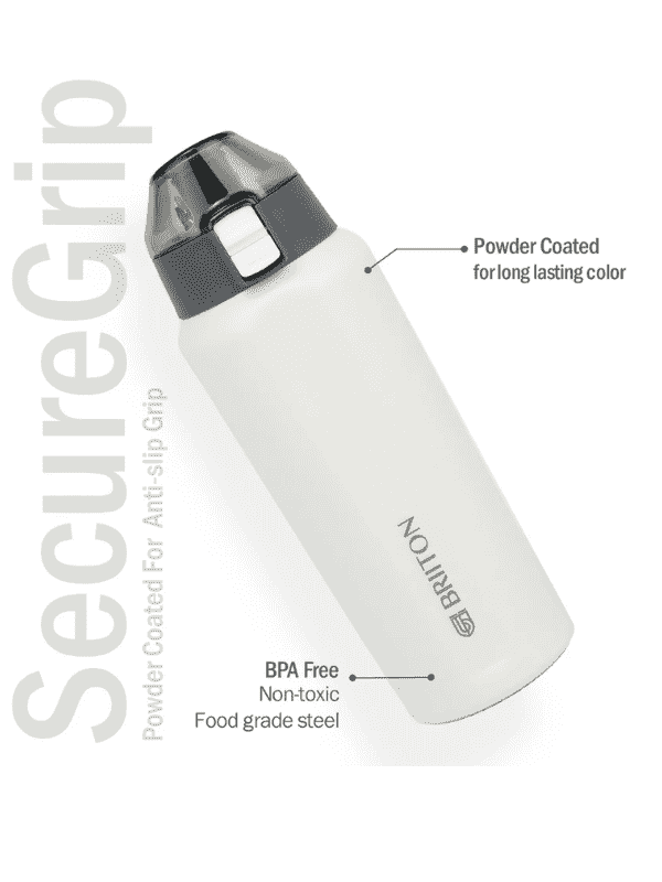 Briiton Water Bottle Tokyo Steel 650 Ml White For Unisex.
