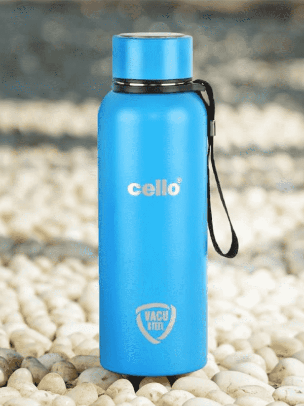 Cello Water Bottle Dura Kent Steel 900 Ml L.Blue For Unisex.