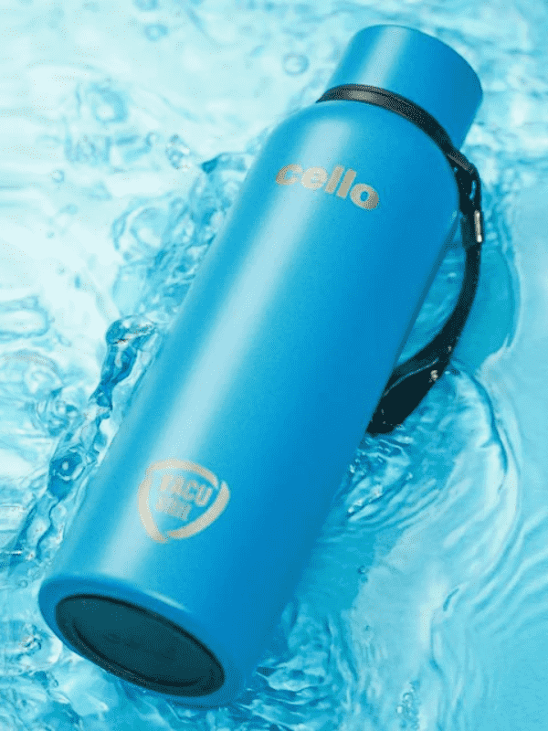 Cello Water Bottle Dura Kent Steel 900 Ml L.Blue For Unisex.