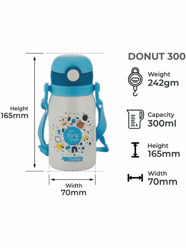 Dubblin Water Bottle Steel Donut Steel300 Ml Blue For Unisex.