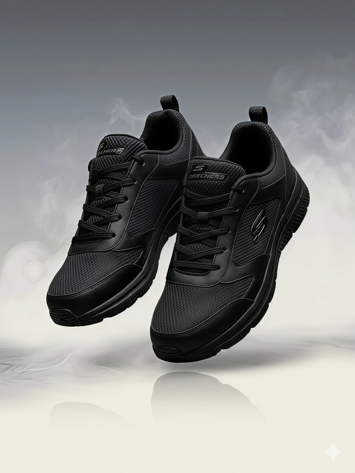 Skechers Unisex Black Lace-Up School Shoes.