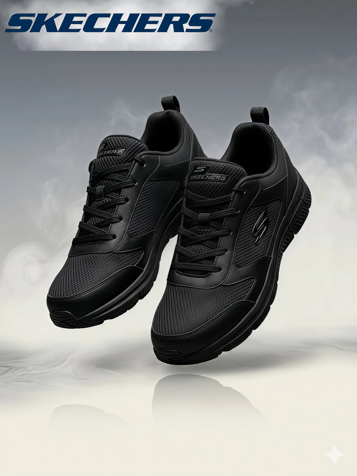 Skechers Unisex Black Lace-Up School Shoes.