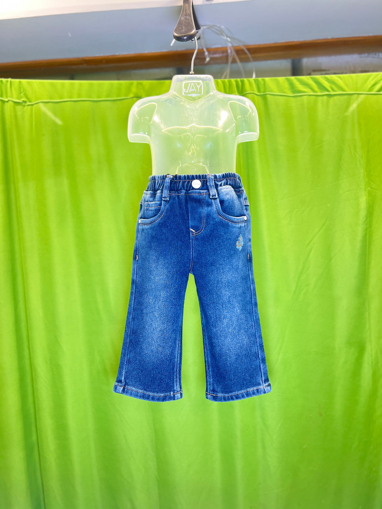 Boys' Dark Blue Straight Fit Denim Jeans with Contrast Khaki Belt