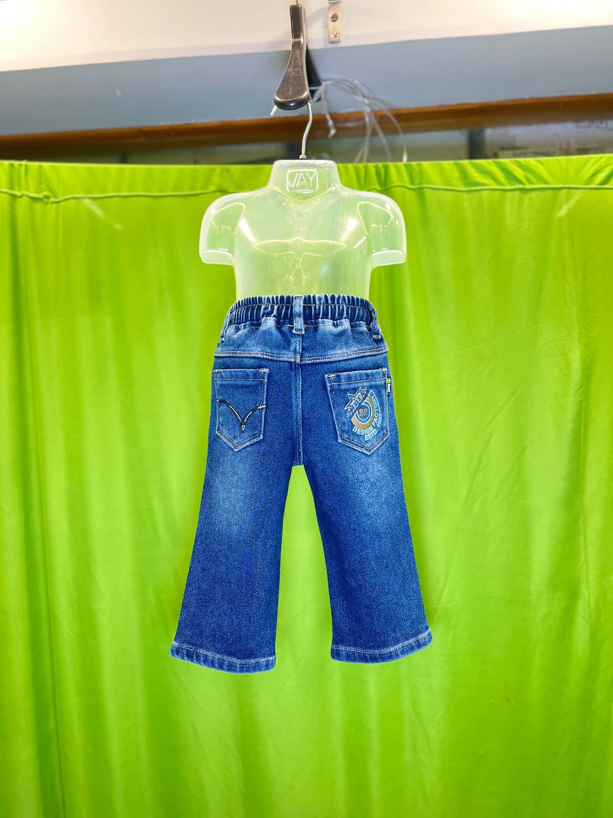 Boys' Dark Blue Straight Fit Denim Jeans with Contrast Khaki Belt