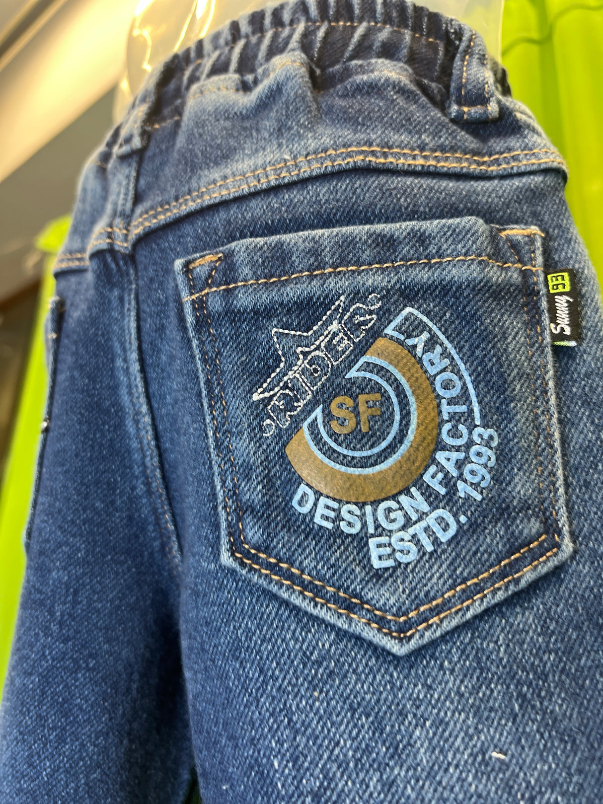 Boys' Dark Blue Straight Fit Denim Jeans with Contrast Khaki Belt