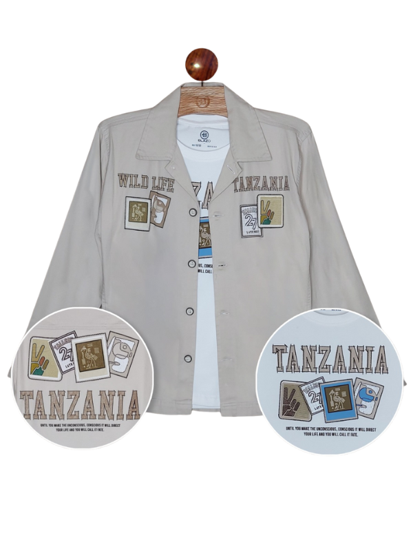 Boys' Teal Abstract Geometric Print Shirt