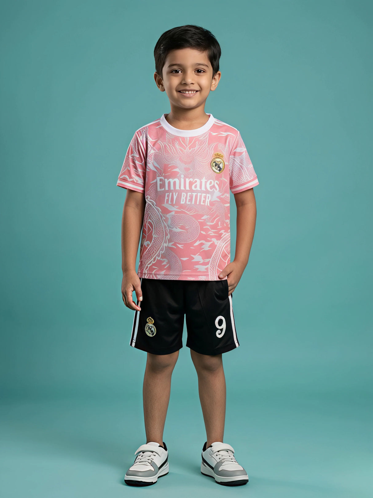 Boys Peach Printed Sports Coordinate Sets with Shorts