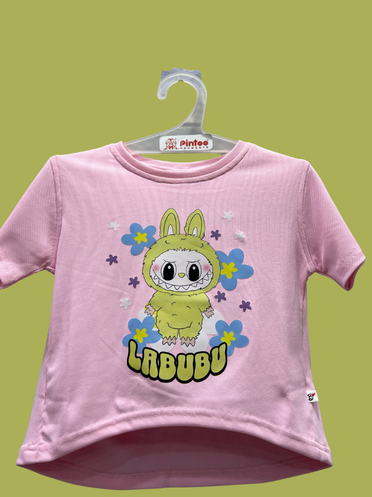 Girls’ Pink Cartoon Print T-Shirt