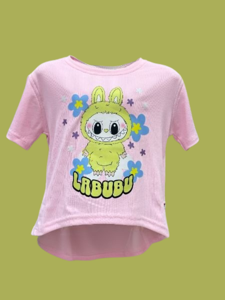 Girls’ Pink Cartoon Print T-Shirt