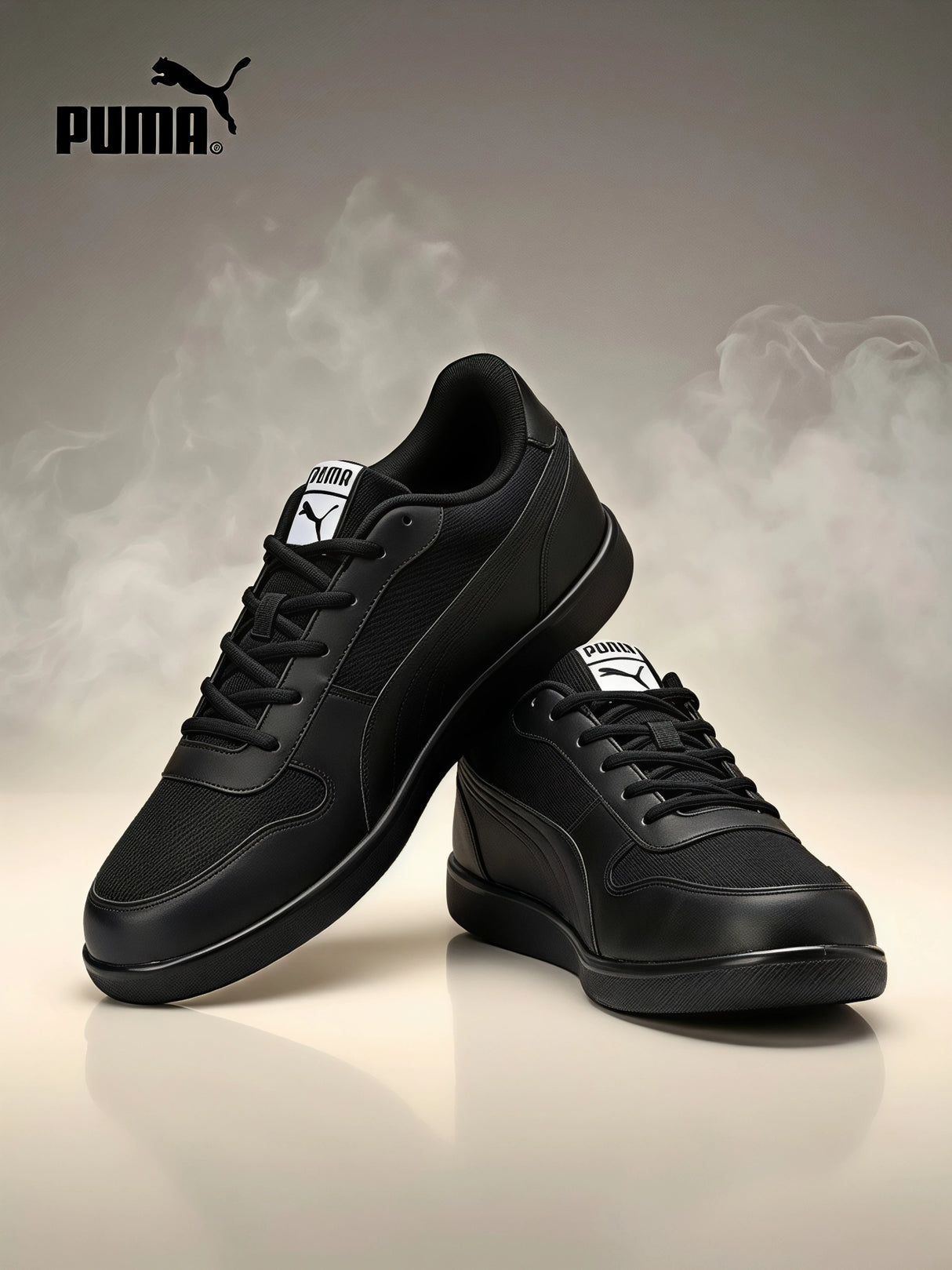 Puma Black Lace Unisex School Shoes.