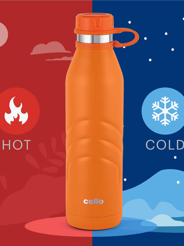 Cello Water Bottle Duro Crown Steel 1000 Ml Orange For Unisex