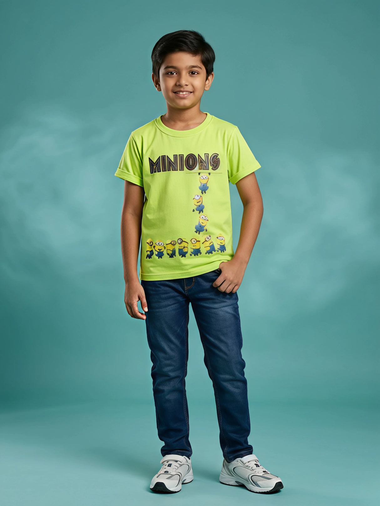 Boys Lime Green Minions Graphic Cotton T-Shirt
