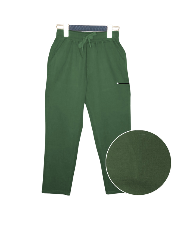 Boys' Dark Olive Green Textured Casual Trousers