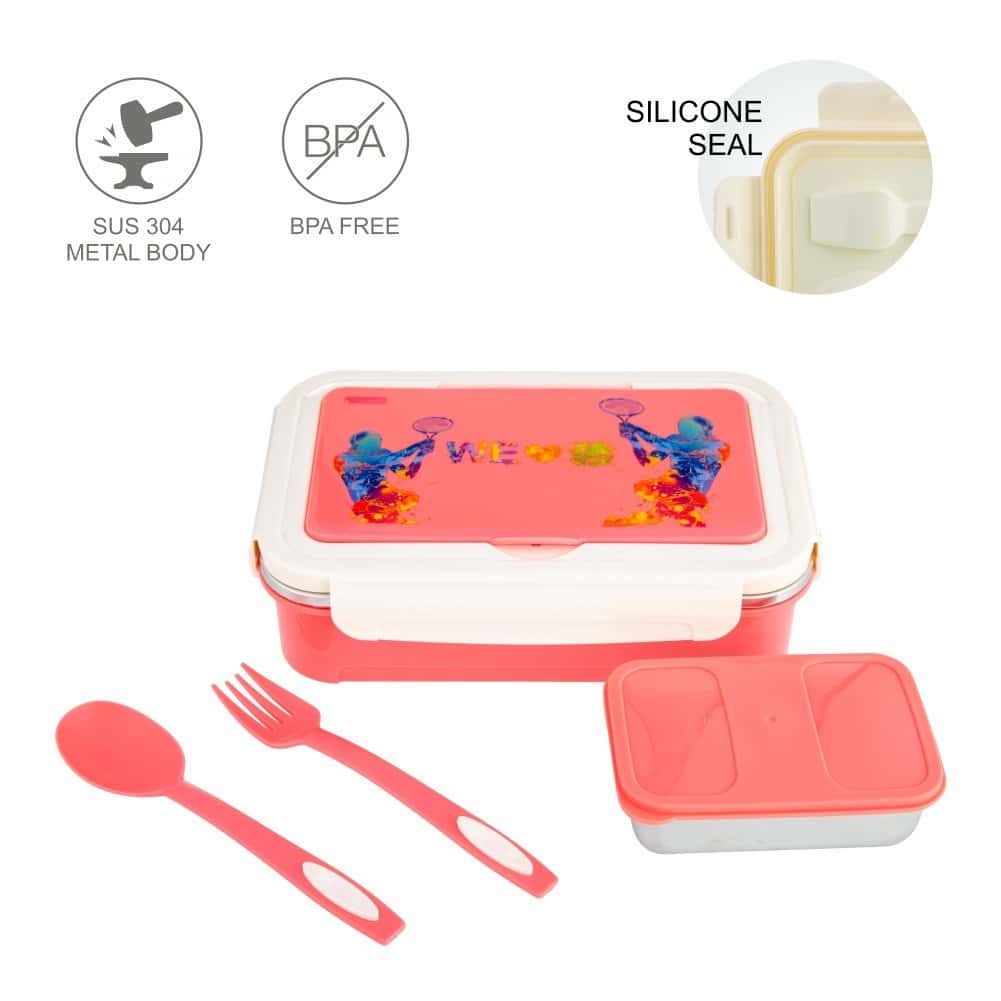 Dubblin Lunch Box Steel Tom 850 Ml Pink For Girls.