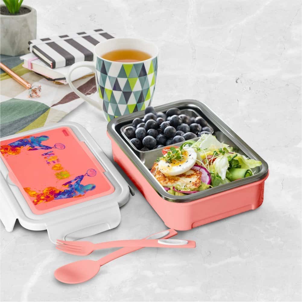 Dubblin Lunch Box Steel Tom 850 Ml Pink For Girls.