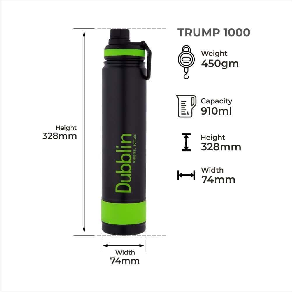 Dubblin Water Bottle Trump Steel 1000 Ml Green For Unisex.