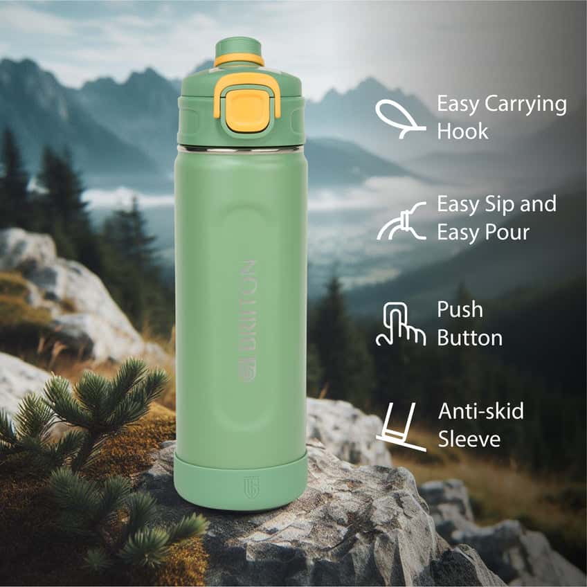 Briiton Water Bottle Universo Steel 1000 Ml Green For Unisex.