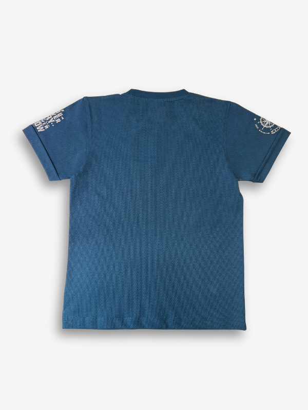 Boys' Blue Textured "AFTER WORK" Graphic T-Shirt