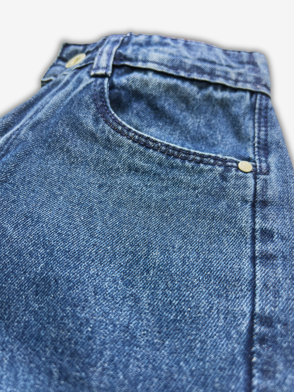 Girls' Dark Wash Wide-Leg Jeans with Lace Hem