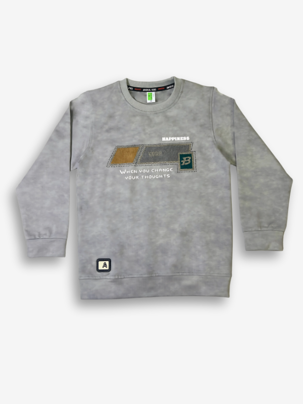 Boys' Light Gray Acid Wash Graphic Sweatshirt