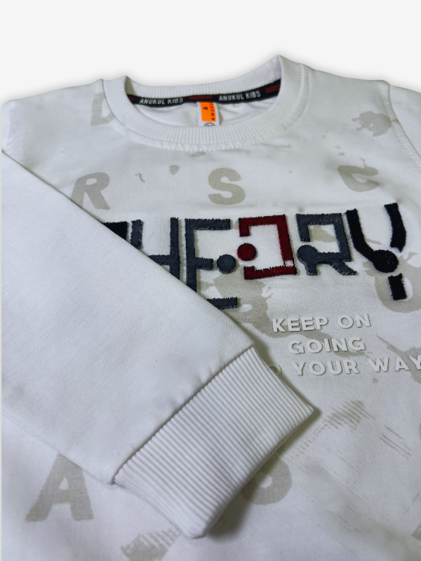 Boys' White "THEORY" Graphic Sweatshirt