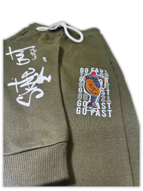 Boys' Olive Green Graphic Jogger Pants