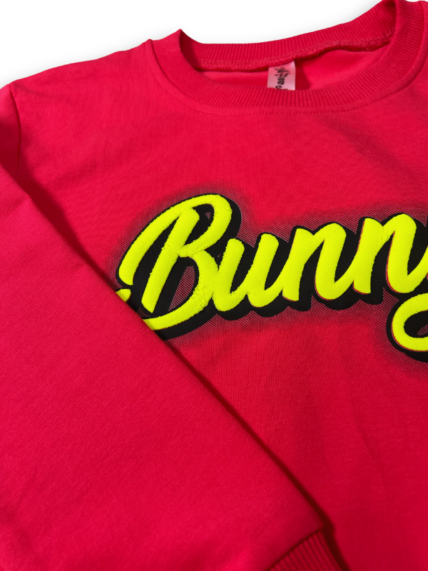 Girls' Red "Bunny" Neon Graphic Sweatshirt