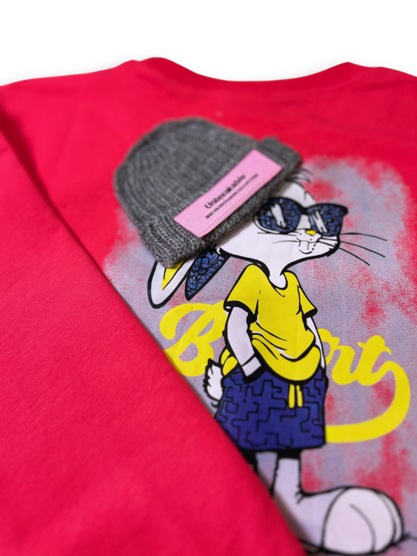 Girls' Red "Bunny" Neon Graphic Sweatshirt