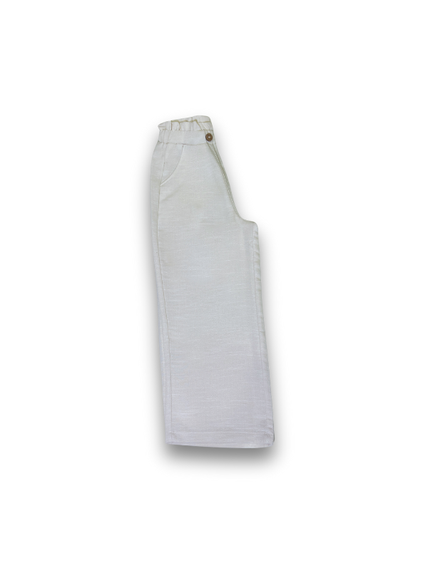 Girls' Cream Wide-Leg Paper Bag Trousers