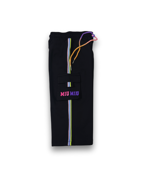 Girls' Black Crop Top & Cargo Jogger Co-ord Set