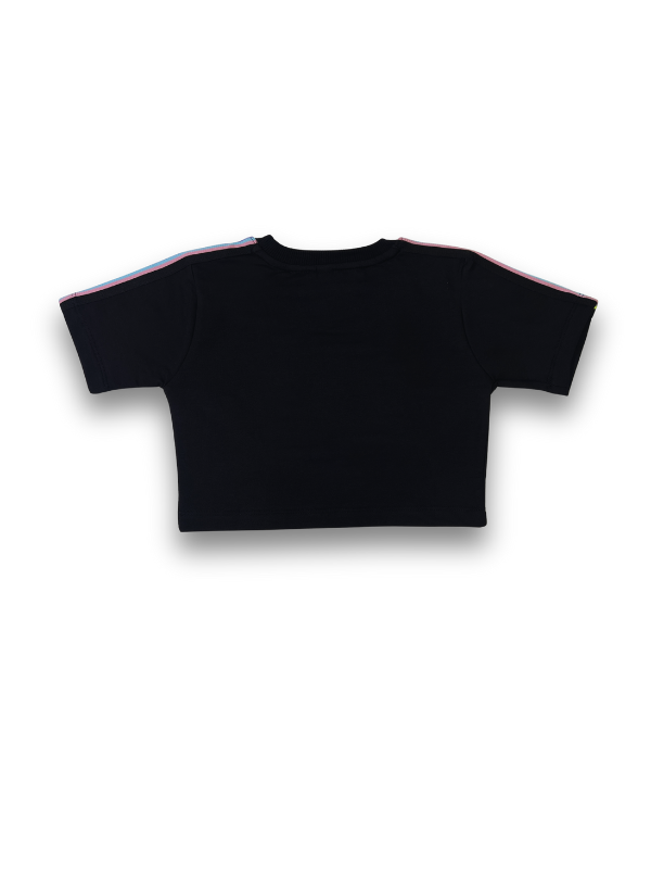 Girls' Black Crop Top & Cargo Jogger Co-ord Set