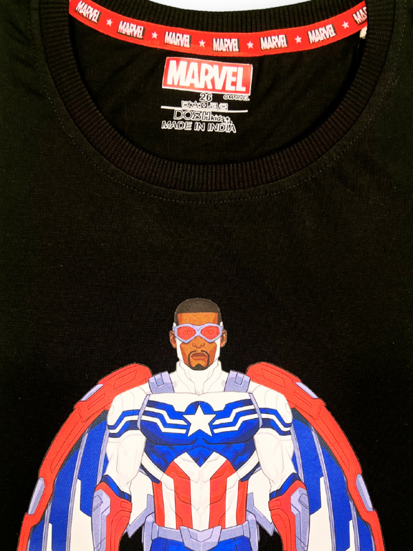 Boys' Black Marvel Falcon Captain America Graphic T-Shirt..