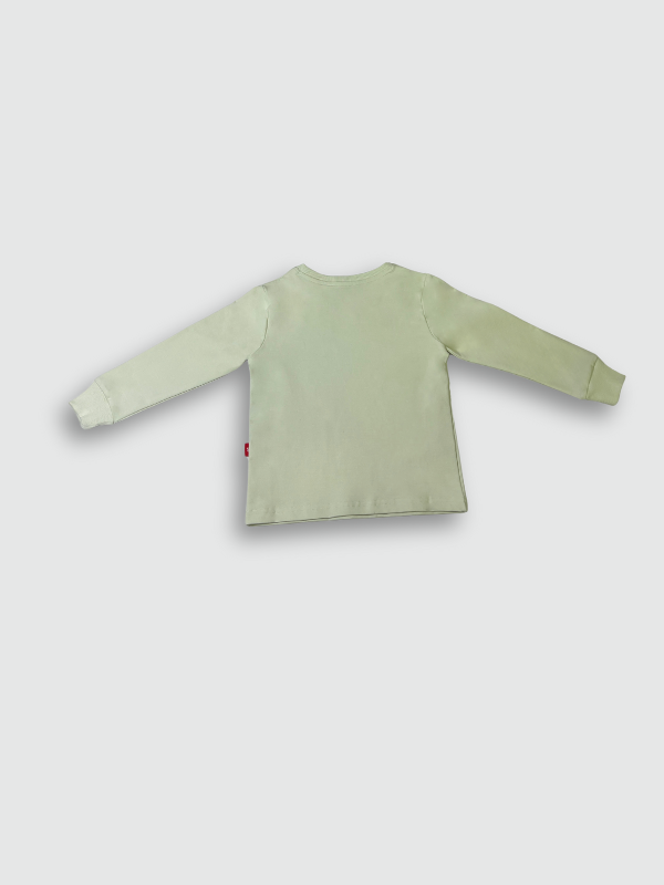 Washed/distressed mid-tone green boys' short-sleeve T-shirt with a textured look, featuring a large, holographic-effect "TOKEN!" graphic and surrounding text