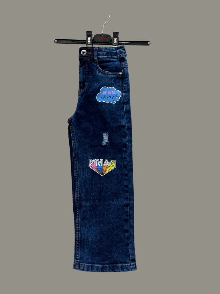 Girls’ Dark Blue Wide-Leg Jeans