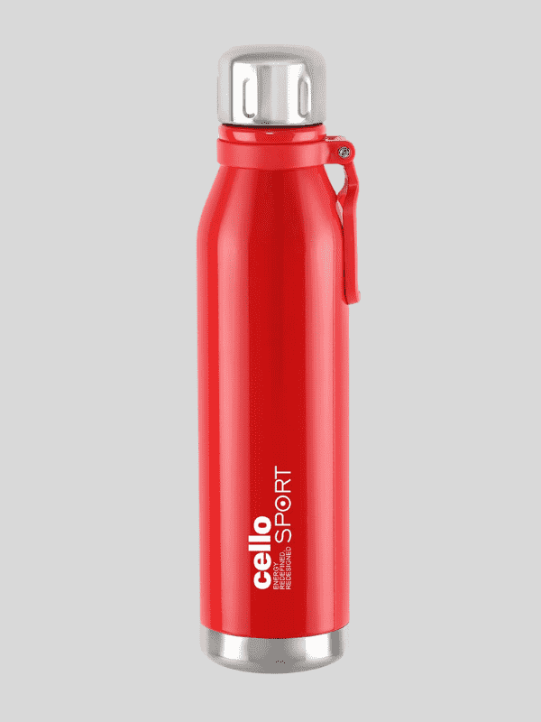 Cello Water Bottle Bentely Steel 800 Ml Red For Unisex.
