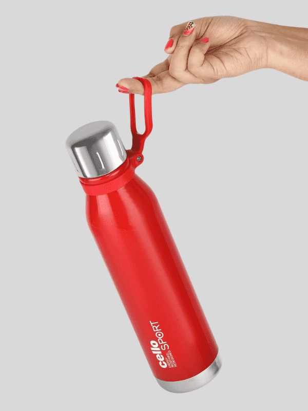 Cello Water Bottle Bentely Steel 800 Ml Red For Unisex.