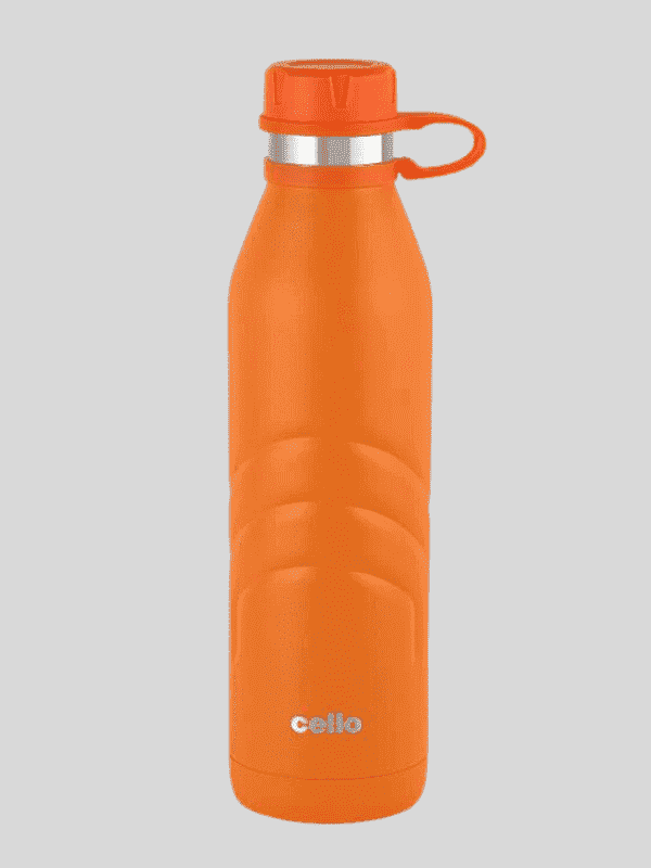 Cello Water Bottle Duro Crown Steel 1000 Ml Orange For Unisex