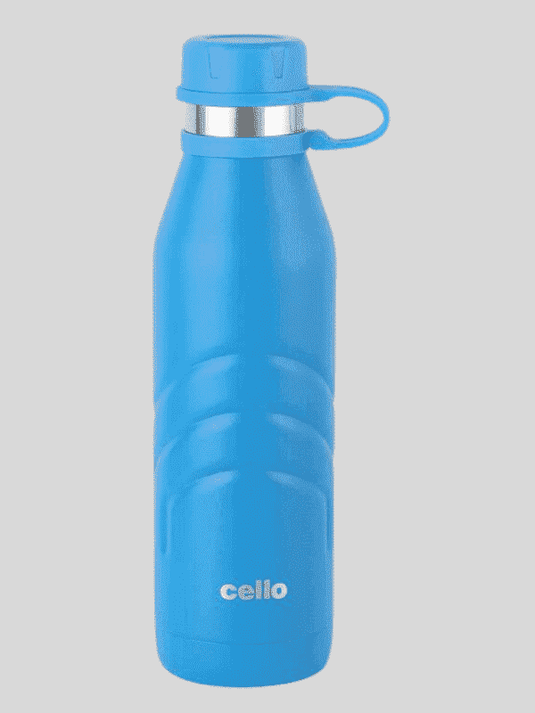 Cello Water Bottle Duro Crown Steel 1000 Ml Blue For Unisex.