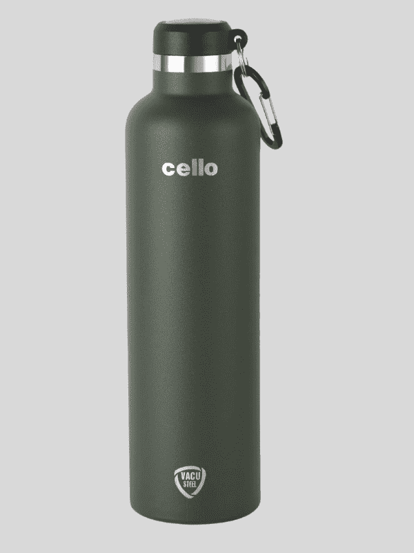 Cello Water Bottle Duro Hector Inside Steel 1100 Ml Green For Unisex.