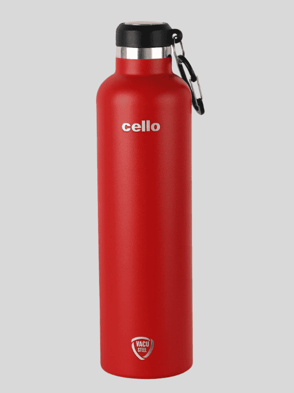 Cello Water Bottle Duro Hector Inside Steel 1100 Ml Red For Unisex.