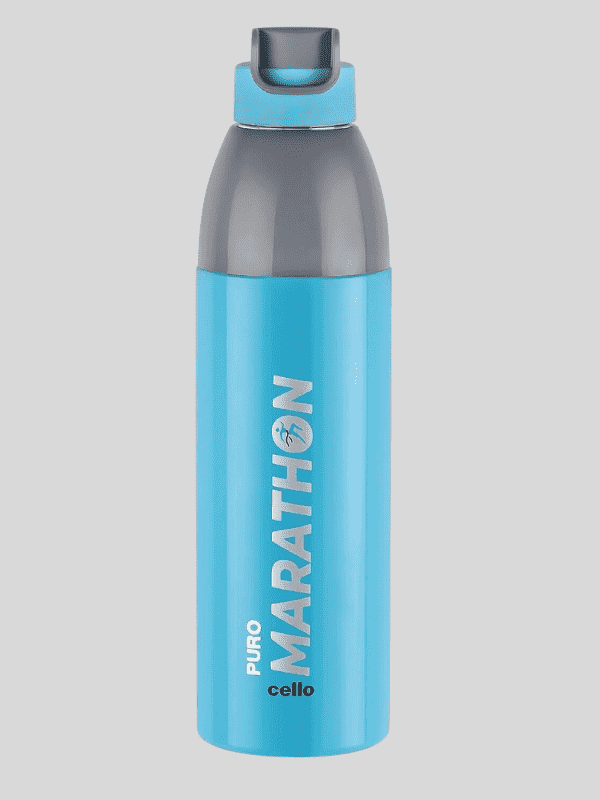Cello Water Bottle Puro Steel-X Marathon Inside Steel 900 Ml Blue For Unisex