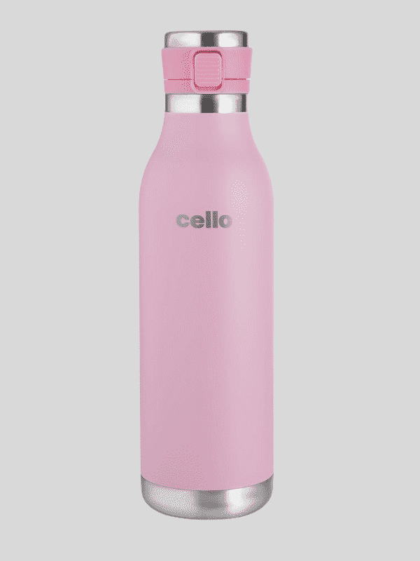 Cello Water Bottle Duro Jet Steel 900 Ml Pink For Unisex.