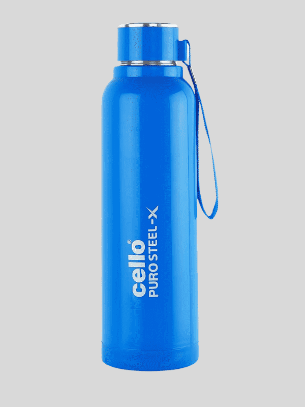 Cello Water Bottle Puro Steel-X Benz Inside Steel 900 Ml Blue For Unisex