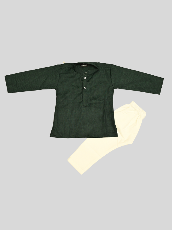 Boys Traditional Printed Chudidar Kurta Set - Green