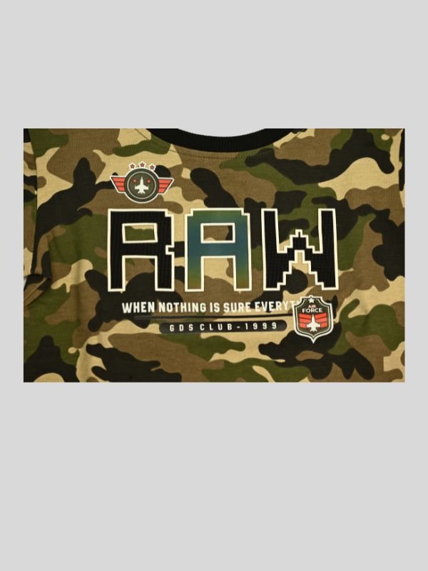 Boys Casual Full Sleeves Printed Round Neck T-Shirt - Khakhi