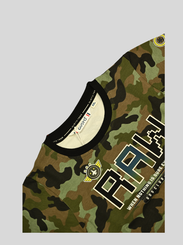 Boys Casual Full Sleeves Printed Round Neck T-Shirt - Green