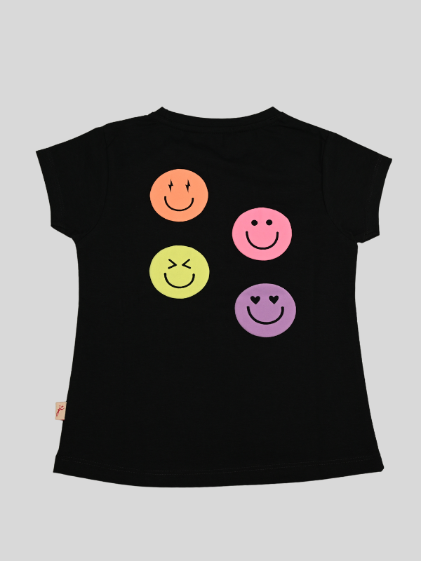 Girls Leisure Half Sleeves Plain Round Neck Top - Navy Blue