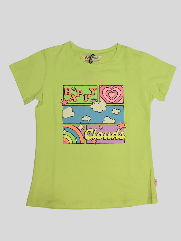 Girls Leisure Half Sleeves Printed Regular Top - P.Green