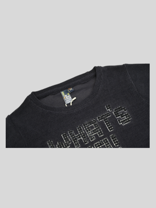 Boys Casual Full Sleeves Printed Round Neck T-Shirt - Navy Blue